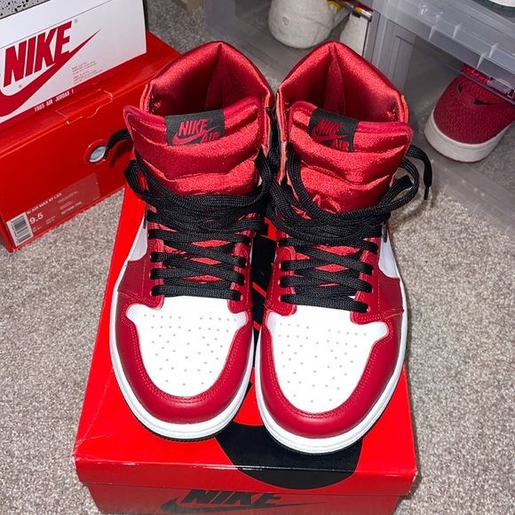 satin red jordan 1